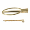 2110639569 Haarspeld Duckklem en Schuifspeldje 7cm – Ovale Vorm en Steentje – Goud – Set van 2