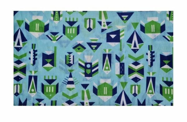 2110643115 Haarband multifunctioneel - Vissen patroon 45x25cm - Blauw