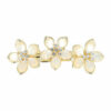 2110643193 Haarspeld Patentspeld Bloemenvorm 8cm – Metaal – Platte Parelstenen & Strass Stenen – Goud/Crème