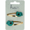 2110643226 Haarspeld Klikklak 5 cm - Glitter Vogel - Groen Goud - Set van 2