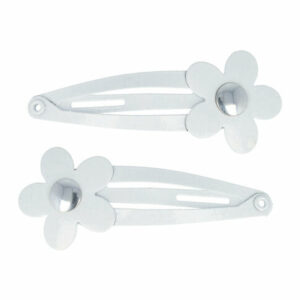 Haarspeld Klikklak 4 cm - Bloem Metaal - Wit- Set van 2