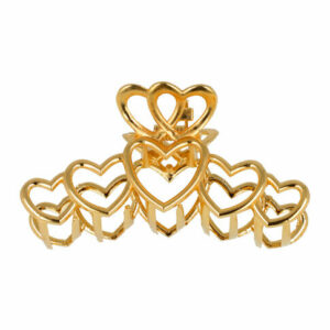 Haarspeld Haarklem 8cm – Open Hartjes Vorm – Metaal – Goud