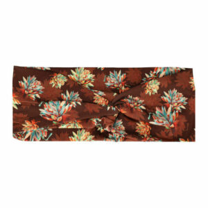 Haarband Twist 8cm – Bloemenprint – Jersey Stof – Oranje Geel Bruin