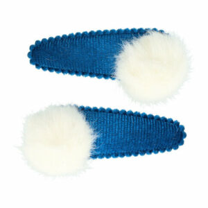 Haarspeld Klikklak 5 cm - Pompom Velvet - Blauw - Set van 2