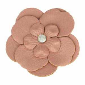 Haarspeld Duckklem & Broche 6cm – Lederlook Bloemvorm – Roze – Set van 2