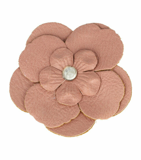 2110652493 Haarspeld Duckklem & Broche 6cm – Lederlook Bloemvorm – Roze – Set van 2
