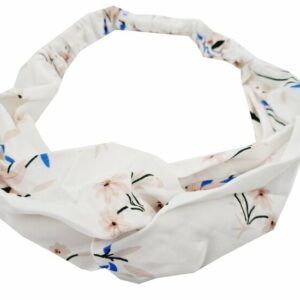 Haarband Twist 5cm – Bloemenprint – Gladde Stof – Wit