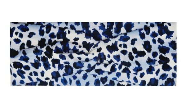 2110653006 Haarband Twist 9cm – Panterprint – Jersey Stof – Blauw