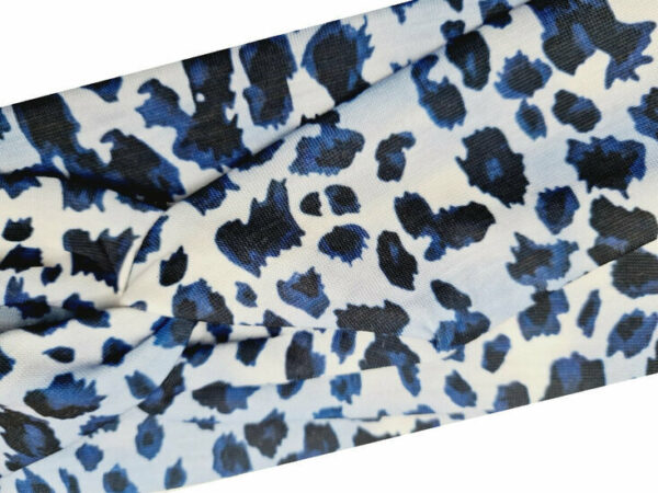 2110653009 Haarband Twist 9cm – Panterprint – Jersey Stof – Blauw