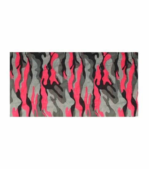 2110653051 Haarband multifunctioneel - Camouflage 45x25cm - Roze zwart grijs