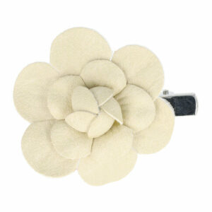 Haarspeld Duckklem 5cm – Lederlook Bloemvorm – Creme – Set van 2
