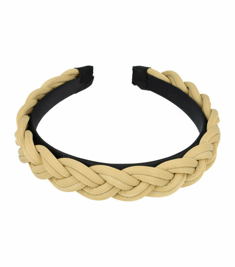 2110679754 Haarband Diadeem 2,5cm – Gevlochten Rubberlook – Beige