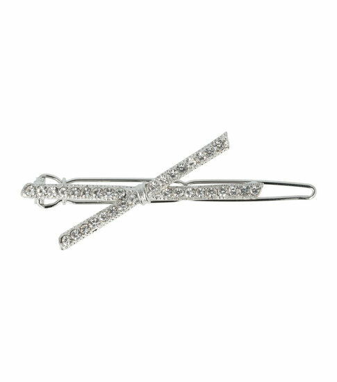 2110679769 Haarspeld haarclip - Strik strass steentjes 4,5cm - Zilver