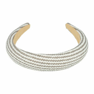 Haarband Diadeem 3,5cm – Dik Gevuld – Geweven Streepprint Stof – Wit Grijs