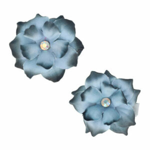 Haarspeld Duckklemmen 6cm – Bloemvorm met Steentje – Grijs – Set van 2