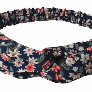 2110680747 Haarband Twist 5cm – Bloemenprint – Gladde Stof – Donkerblauw Rood Beige