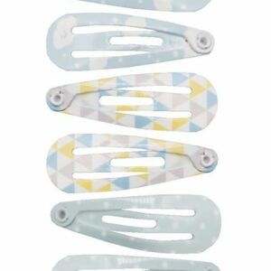 Haarspeld Klikklak 3 cm - Mini Pastel Print - Blauw Wit Geel - Set van 6