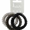 Haarelastieken Invisibobble - Metallic telefoondraad - Zwart grijs zilver – Set van 3
