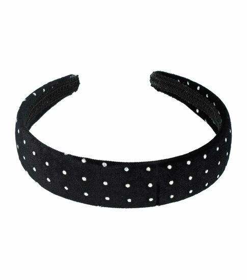 2110681578 Haarband Diadeem 3cm – Studs & Velvet Stof – Zwart