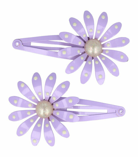 2110681851 Haarspeld Klikklak 7 cm - Bloem Metaal - Paars - Set van 2