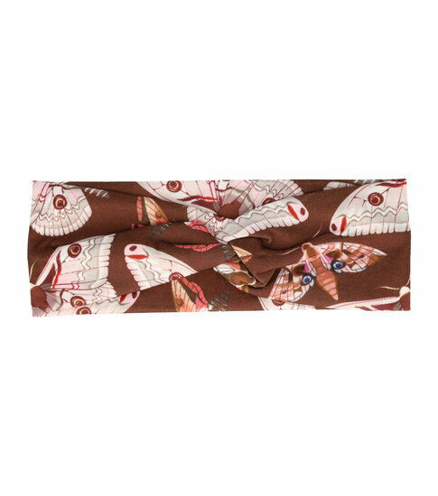 2110708899 Haarband Twist 7,5cm – Vlinderprint – Jersey Stof – Wit Roze Bruin