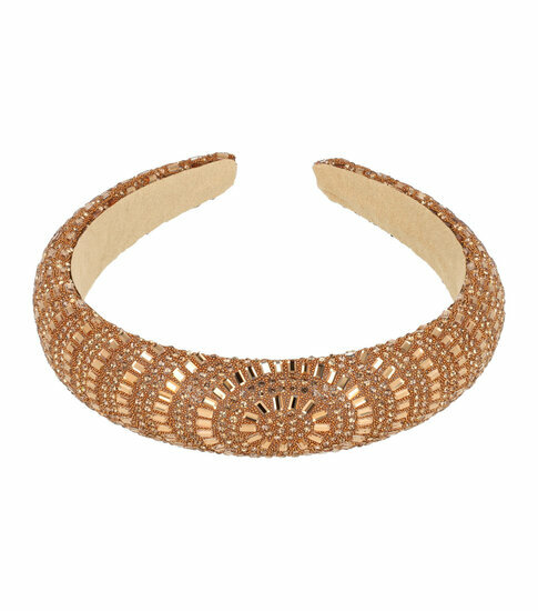 2110708947 Haarband Diadeem 3,5cm – Dik Gevuld – Glitters & Steentjes – Bruin