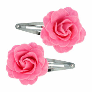 Haarspeld Klikklak 6 cm - Roos Bloem Vilt - Roze - Set van 2