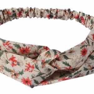 2110708983 Haarband Twist 5cm – Bloemenprint – Gladde Stof – Creme Rood Groen