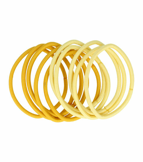 2110709040 Haarelastieken basic - Smal zonder metaal - Geel - Set van 10