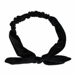 Haarband Knoop 6cm – Strikje met IJzerdraad – Effen Kleur – Velvet stof – Zwart