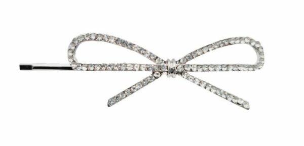 2110714101 Haarspeld schuifspeldje - Strik strass steentjes 7cm - Zilver