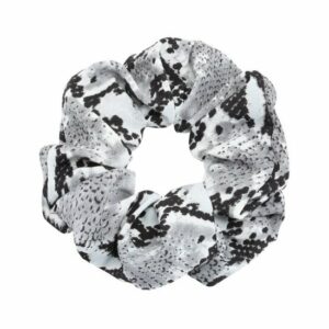 2110714113 Haarelastiek Scrunchie – Slangenprint – Gladde Stof – Zwart Grijs