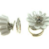 Haarspeld curlies - Bloem strass steen 1,5cm - Wit zilver - Set van 2