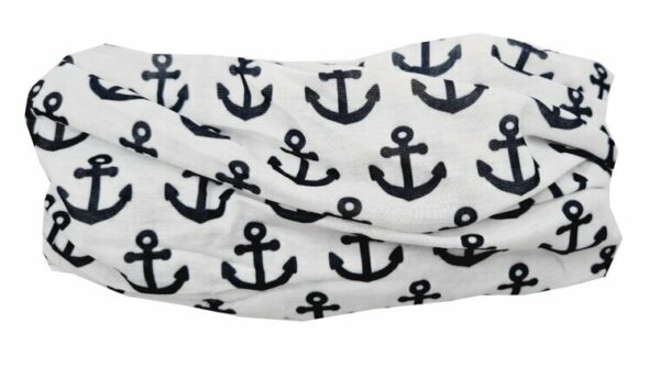 2110714170 Haarband multifunctioneel - Maritiem patroon 45x25cm - Wit grijs