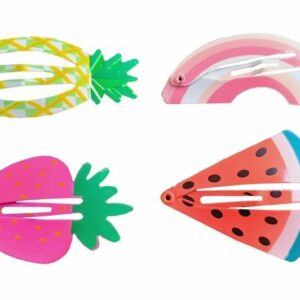 Haarspeld Klikklak 5 cm - Fruit Vorm - Roze Geel Groen - Set van 4
