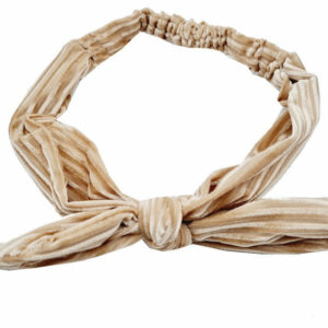 Haarband Knoop 6cm – Strikje met IJzerdraad – Velvet Ribstof – Beige