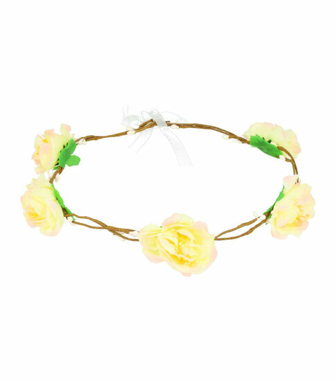 2110714353 Haarband Bloem - Roosjes kroon metaaldraad – Geel