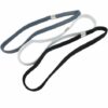 2110714392 Haarband sport - Elastiek smal 1cm - Zwart wit grijs - Set van 3