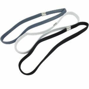 Haarband sport - Elastiek smal 1cm - Zwart wit grijs - Set van 3
