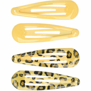Haarspeld Klikklak 5 cm - Panterprint Epoxy - Geel - Set van 4