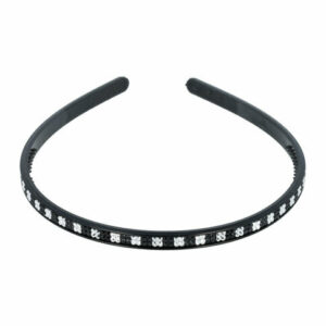 Haarband Diadeem 0,8cm – 2 Rijen Strass Steentjes  – Kunststof – Zilver Zwart