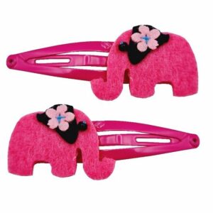 Haarspeld Klikklak 4 cm - Olifant Vilt - Fuchsia Roze - Set van 2