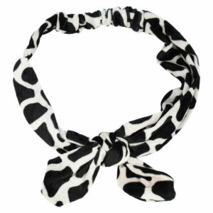 Haarband Knoop 6cm – Strikje met IJzerdraad – Dierenprint – Velvet Stof – Zwart Wit