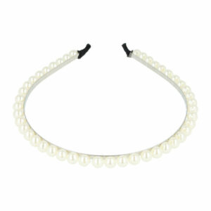 Haarband Diadeem 0,8cm – Parelkralen – Metaal – Zilver Wit