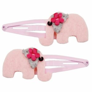 Haarspeld Klikklak 4 cm - Olifant Vilt - Roze - Set van 2
