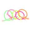 2110727346 Haarelastieken – Dun Ribbel-Elastiek – Knoop & Kralen – Neonkleuren - Set van 5