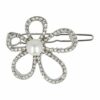 2110727403 Haarspeld Haarclip 3,5cm - Bloem Parel Strass Steentjes - Zilver Wit