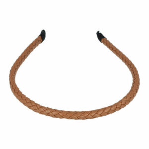 Haarband Diadeem 1cm – Gevlochten Lederlook Stof – Bruin