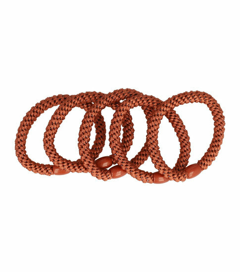 2110727430 Haarelastieken basic - Hair Tie - Bruin - Set van 5