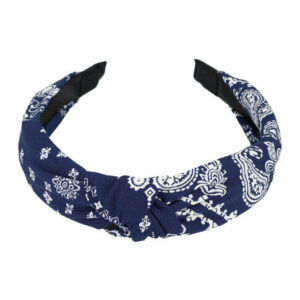 Haarband Diadeem 3cm – Knoop & Paisleyprint – Donkerblauw